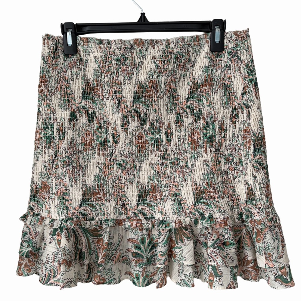 Veronica Beard Sz 10 Paisley Smocked  Melodie Mini Skirt 100% Cotton Ruffles - Picture 2 of 8